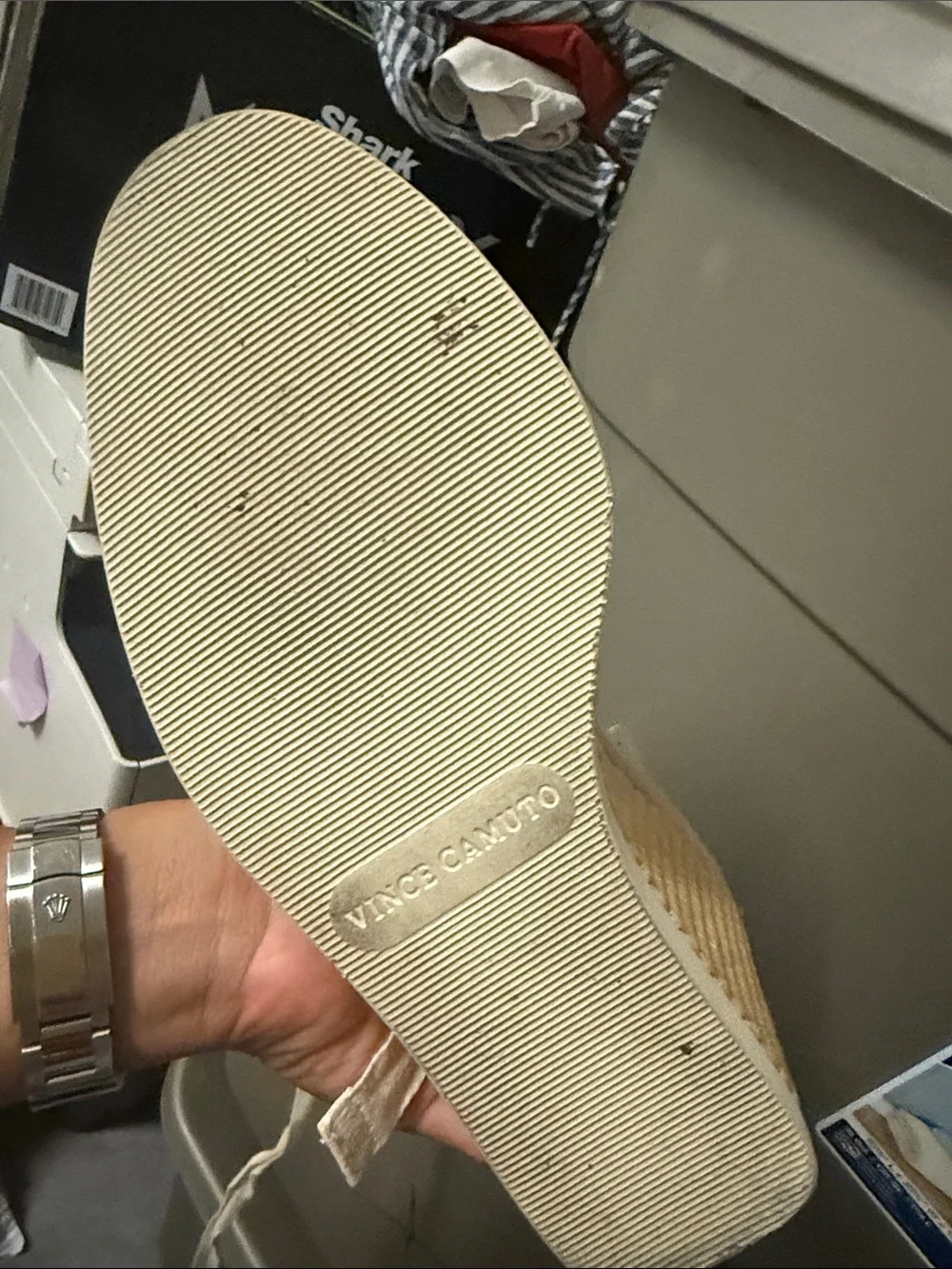 Vince Camuto Cream Espadrille Wedge Sandals